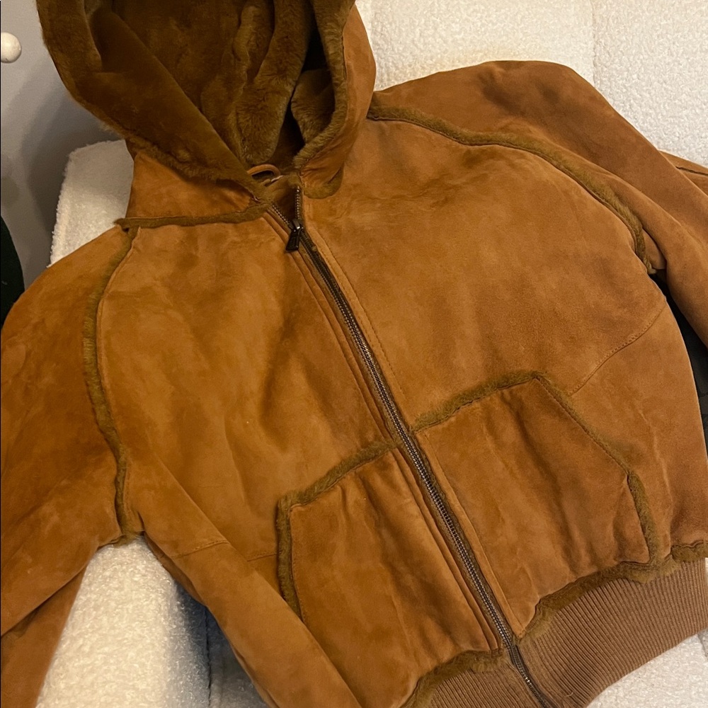 UGG Tan Suede and Fur Jacket L
